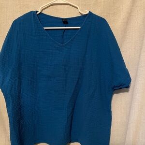 SHEIN Deep Blue V-Neck Short Sleeve Top Size XL
